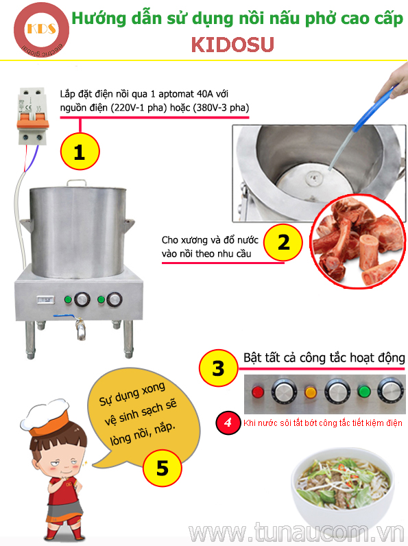 Hướng dẫn sử dụng nồi nấu phở bằng điện